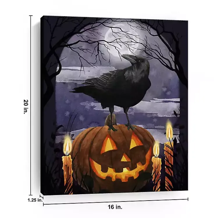 Sale Jack-O-Lantern and Raven Canvas Art Print Halloween