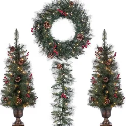 Outlet Jefferson Pine 4-pc. Floral Set Christmas Arrangements & Garland