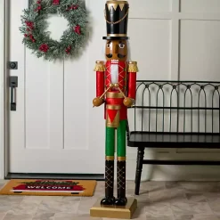 Online Jolly Nutcracker Wooden Outdoor Statue Outdoor Christmas Decorations