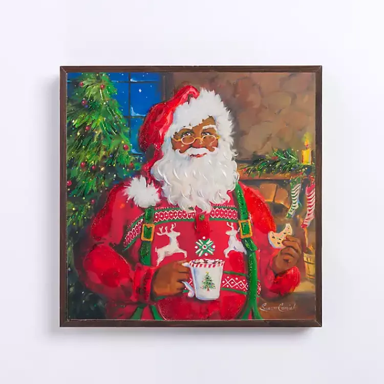 Sale Jolly Santa Cookies and Hot Cocoa Canvas Art Print Christmas Art & Wall Decor