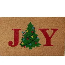 Clearance Joy Christmas Tree Coir Doormat Outdoor Christmas Decorations