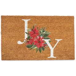 Joy Poinsettia Coir Doormat Outdoor Christmas Decorations