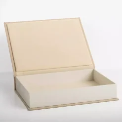 Sale Large Beige Linen Book Box Baskets & Boxes