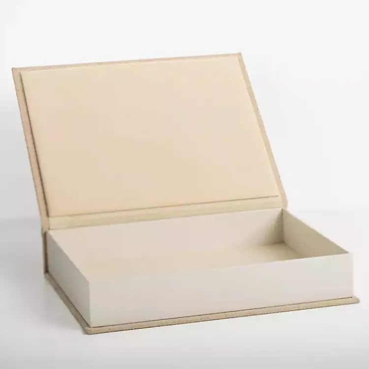 Sale Large Beige Linen Book Box Baskets & Boxes