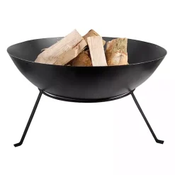 Kirklands Home Fire Pits|Large Metal Fire Bowl with Tapered Legs Black