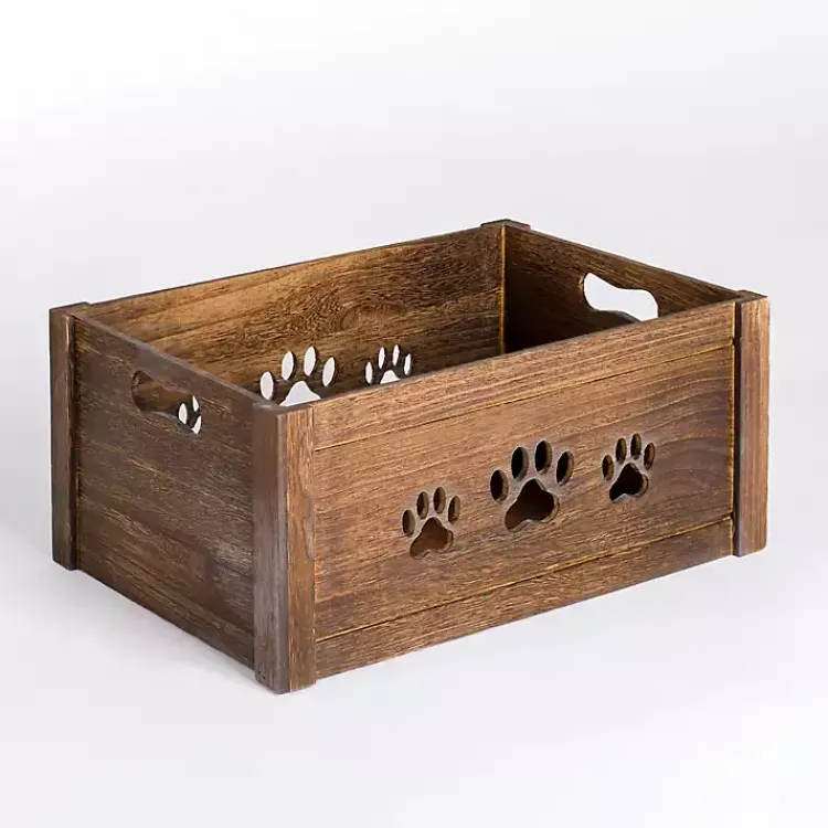 Best Large Paw Print Cutout Wooden Crate Baskets & Boxes