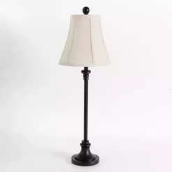 Kirklands Home Buffet Lamps|Leah Black Candlestick Buffet Lamp White