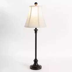 Kirklands Home Buffet Lamps|Leah Black Candlestick Buffet Lamp White