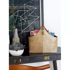 Discount Leather Hide Modern Magazine Rack Basket Baskets & Boxes
