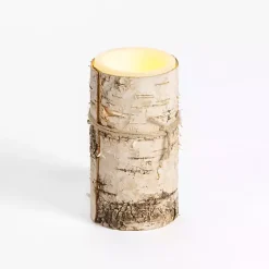 Hot LED Birch Tree Bark Pillar Candle, 3x6 Flameless Candles