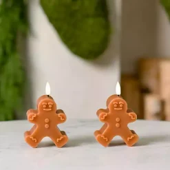 Best LED Gingerbread Man Pillar Candles, Set of 2 Flameless Candles