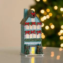 Best LED Paper Village Knit Shoppe Christmas Decorations