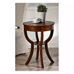 Kirklands Home Accent & End Tables|Leila Round Cherry Accent Table Brown