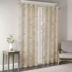 Kirklands Home Curtains & Drapes|Leilani Palm Leaf Curtain Panel, 95 in. Tan