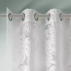 Kirklands Home Curtains & Drapes|Leilani Palm Leaf Curtain Panel, 63 in. White