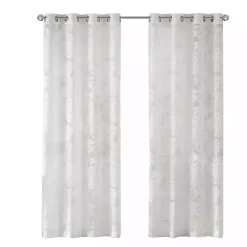 Kirklands Home Curtains & Drapes|Leilani Palm Leaf Curtain Panel, 95 in. White