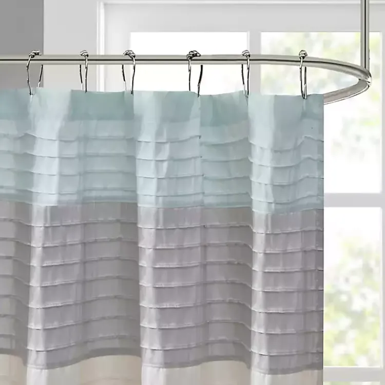 Kirklands Home Shower Curtains|Light Colorblock Silky Shower Curtain Blue