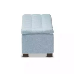 Kirklands Home Benches & Ottomans|Light Grid Tufted Upholstered Ottoman Blue