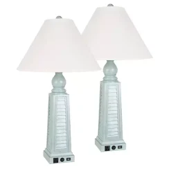 Kirklands Home Table Lamps|Light Shutter USB Table Lamps, Set of 2 Blue