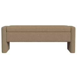Kirklands Home Benches & Ottomans|Light Boucle Modern Storage Bench Brown