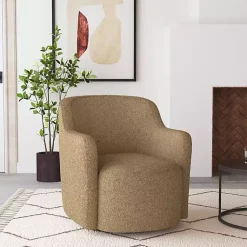 Kirklands Home Accent Chairs|Light Swivel Barrel Accent Chair Brown