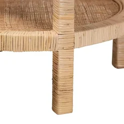 Kirklands Home Accent & End Tables|Light Brown Woven Rat Accent Table Tan