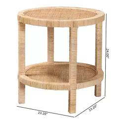Kirklands Home Accent & End Tables|Light Brown Woven Rat Accent Table Tan