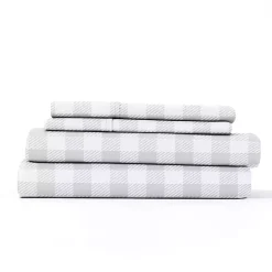 Kirklands Home Bed Sheets|Light Country Plaid 4-Pc. Full Bed Sheet Set Gray