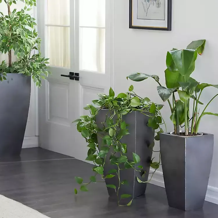 Kirklands Home Planters|Light Metal Round Tapered Planters, Set of 3 Gray