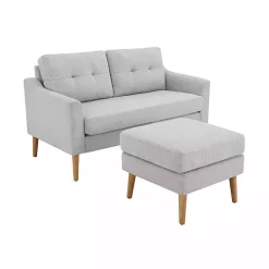 Kirklands Home Sofas & Loveseats|Light 2-pc. Loveseat & Ottoman Set Gray