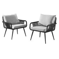 Kirklands Home Outdoor Seating|Light Gray Rope Frame 2-pc. Outdoor Arm Chair Set