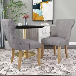 Kirklands Home Dining Chairs|Light Wingback Dining Chairs, Set of 2 Gray