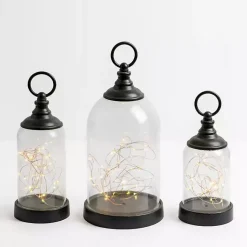 New Light Up Glass Cloches, Set of 3 Decorative Accents