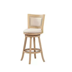 Kirklands Home Bar Stools & Counter Height Stools|Linen and Driftwood Nailhead Swivel Bar Stool Brown