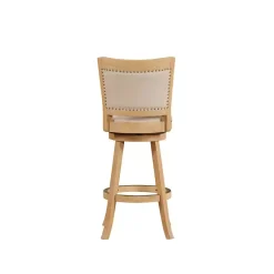 Kirklands Home Bar Stools & Counter Height Stools|Linen and Wood Nailhead Swivel Bar Stool Tan