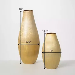 Clearance Lustrous Brushed Metal Vases, Set of 2 Vases