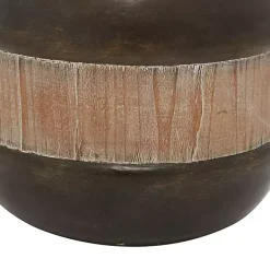 Hot Mahogany Wood and Metal Jar with Lid, 11 in. Decorative Bowls & Jars