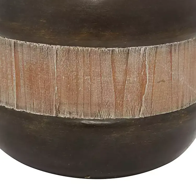 Hot Mahogany Wood and Metal Jar with Lid, 11 in. Decorative Bowls & Jars