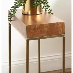 Kirklands Home Accent & End Tables|Mango Wood & Slim Karlsen Accent Table Gold