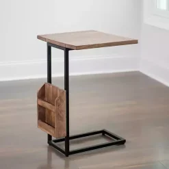 Kirklands Home Accent & End Tables|Mango Wood and Iron Extendable C-Table Brown