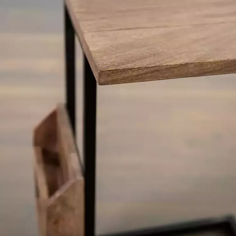 Kirklands Home Accent & End Tables|Mango Wood and Iron Extendable C-Table Brown