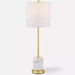 Kirklands Home Buffet Lamps|Marble and Gold Turret Buffet Lamp White