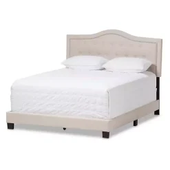 Kirklands Home Beds & Headboards|Mary Beige Button Tufted King Bed Frame Ivory