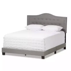Kirklands Home Beds & Headboards|Mary Light Button Tufted Full Bed Frame Gray