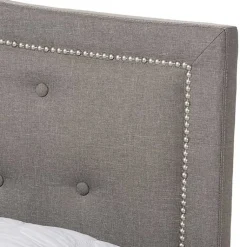 Kirklands Home Beds & Headboards|Mary Light Button Tufted Full Bed Frame Gray