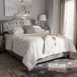 Kirklands Home Beds & Headboards|Mary Light Button Tufted Full Bed Frame Gray