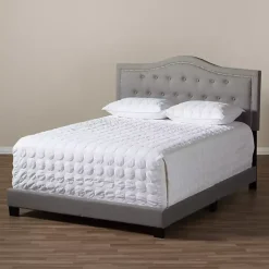 Kirklands Home Beds & Headboards|Mary Light Button Tufted Full Bed Frame Gray