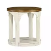 Kirklands Home Accent & End Tables|Mary White and Natural Wooden Round Accent Table
