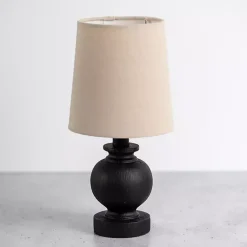 Kirklands Home Table Lamps|Matte Black Baluster Mini Table Lamp Tan