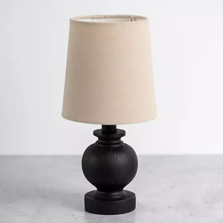 Kirklands Home Table Lamps|Matte Black Baluster Mini Table Lamp Tan